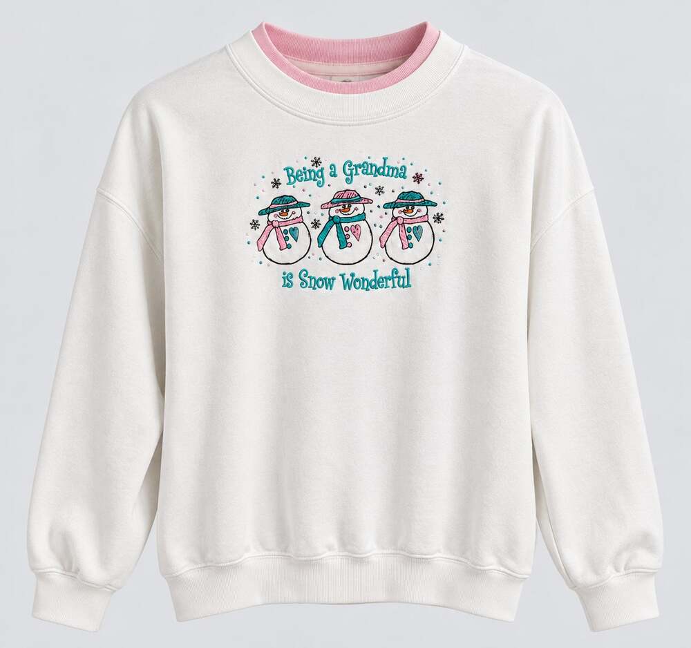 Vintage Snowman Grandma Sweatshirt Embroidered Winter Holiday MC Sportswear XL